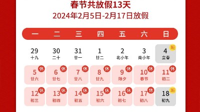 瑞龍呈祥，新年新禧丨靈科超聲波2024年春節(jié)<i style='color:red'>放假</i>通知
